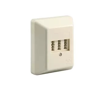 DINIC surface-mounted telephone box, NFF for two telephones and one extension, DINIC box with Eurohole